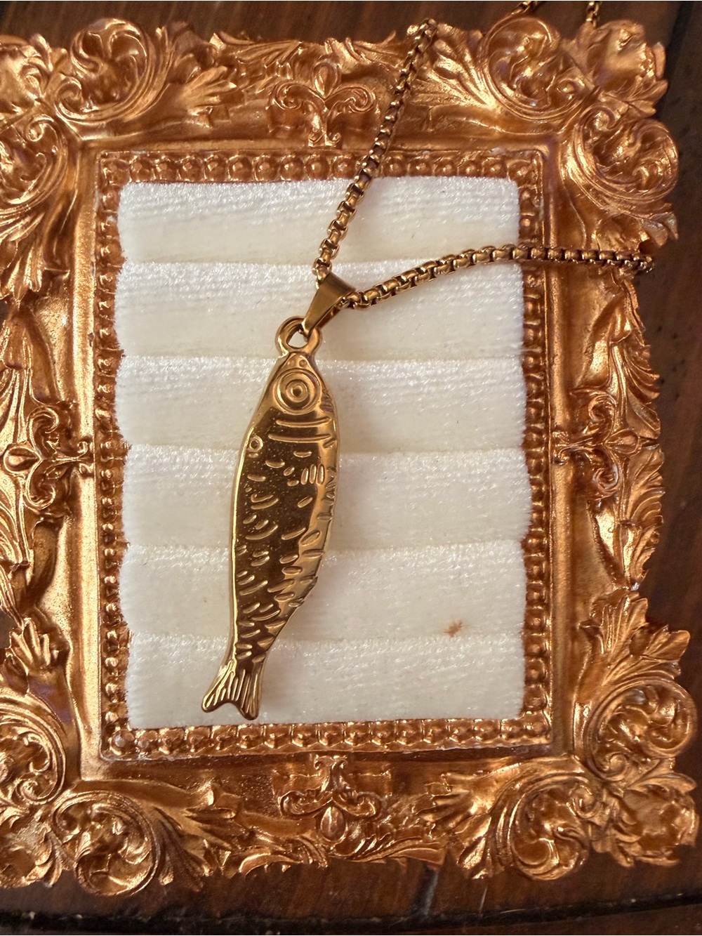Gold Fish Pendant Necklace - Gold Color -